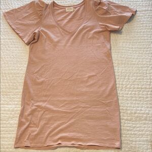 Pink V-Neck T-Shirt Dress